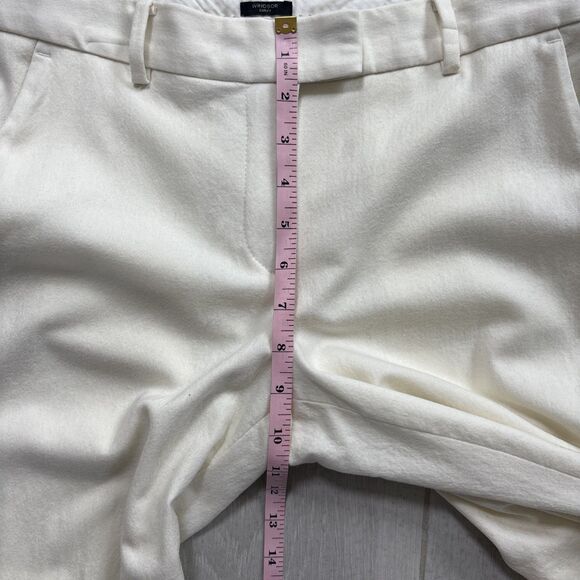 Talbots Windsor Curvy Pants Women’s 2 Ivory Cream Italian Flannel Wool Blend - Picture 10 of 12